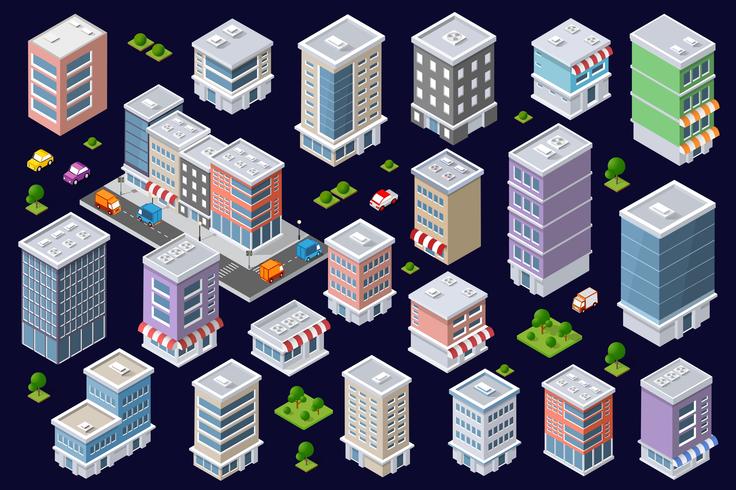 Colorful 3d Isometric City vector