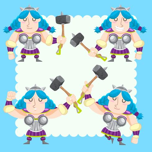 cute vikings vector set