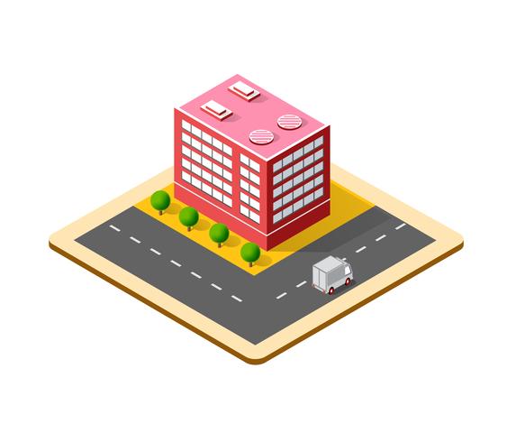 Colorful 3D isometric city vector