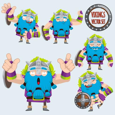 cute vikings vector set