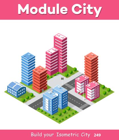 Colorful 3D isometric city vector