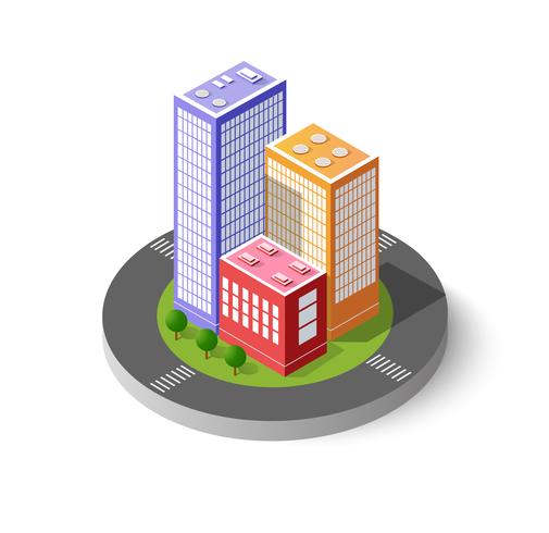 Colorful 3D isometric city vector