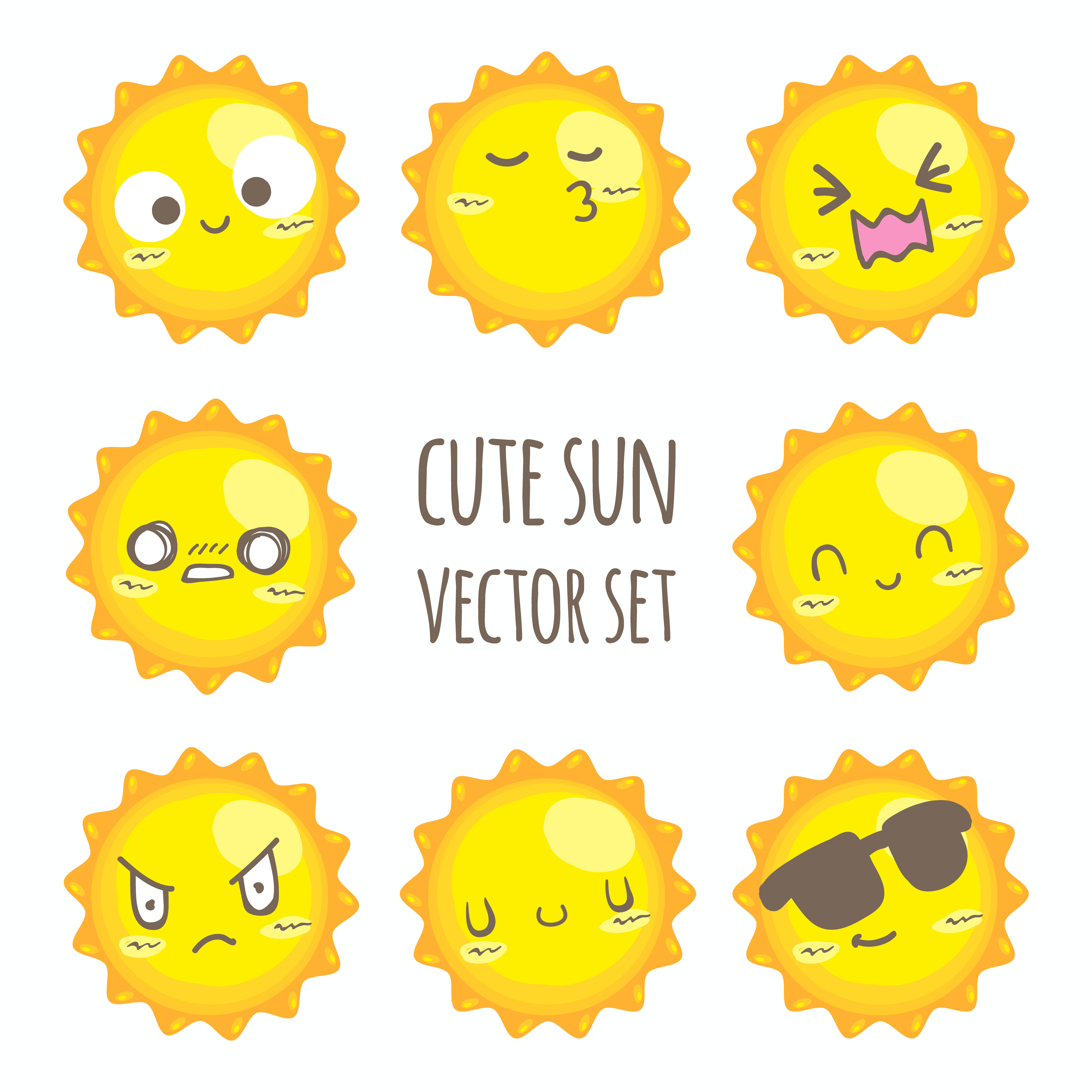 Download Cute sun vector set - Download Free Vectors, Clipart Graphics & Vector Art