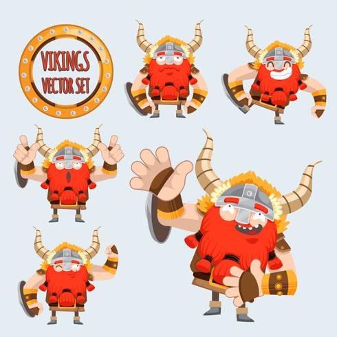 cute vikings vector set