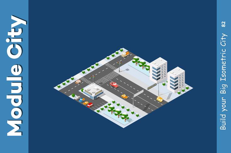 Isometric of the modern city vector