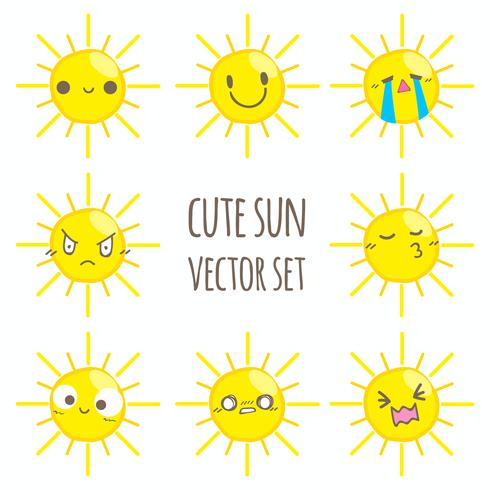 Cute sun vector set