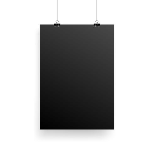 Mock-Up Realistic Black Poster Hanging vector