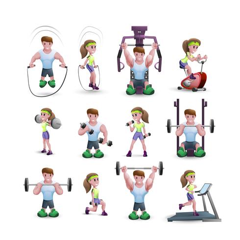 Icon Set Of Fitness Characters vector
