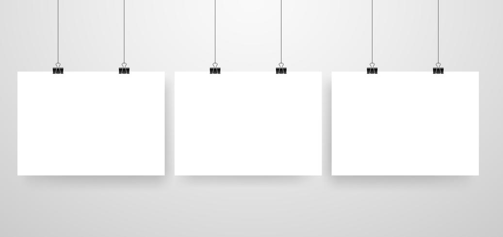 Mock-Up Realistic White Poster Hanging vector