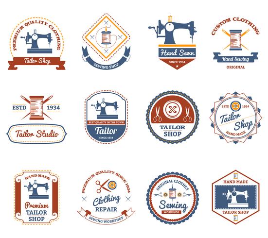 Tailor shop original labels icons set vector