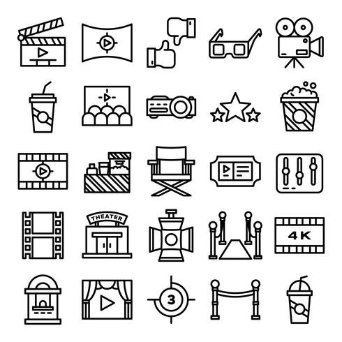 Cinema icons pack vector