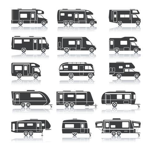 Recreational Vehicle Black Icons vector