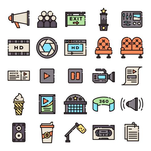 Cinema icons pack vector