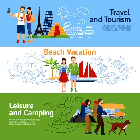 Conjunto de Banners de Opciones de Vacaciones vector