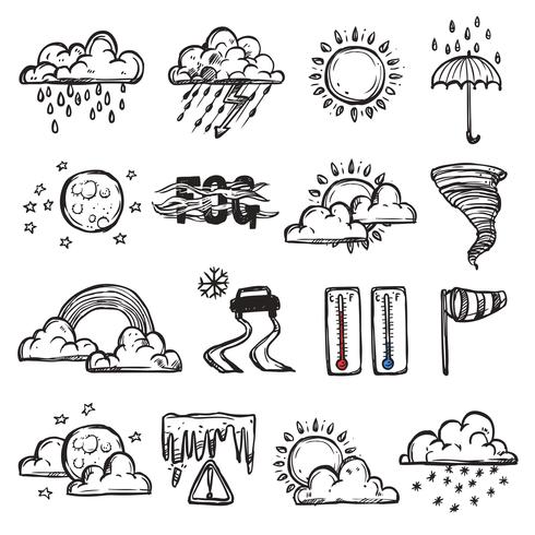 Doodle Weather Set vector