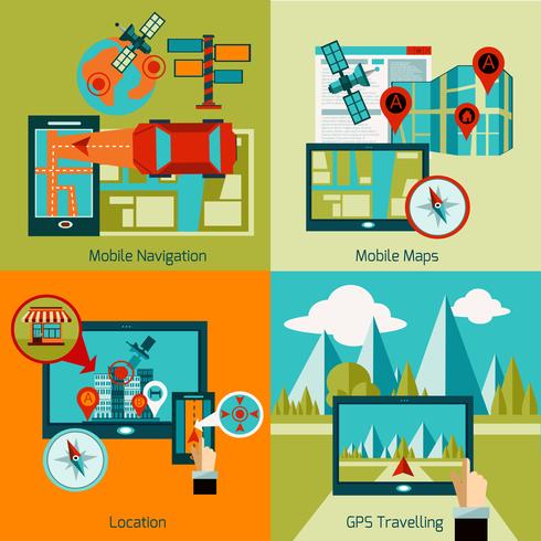 Gps Navigation Set vector