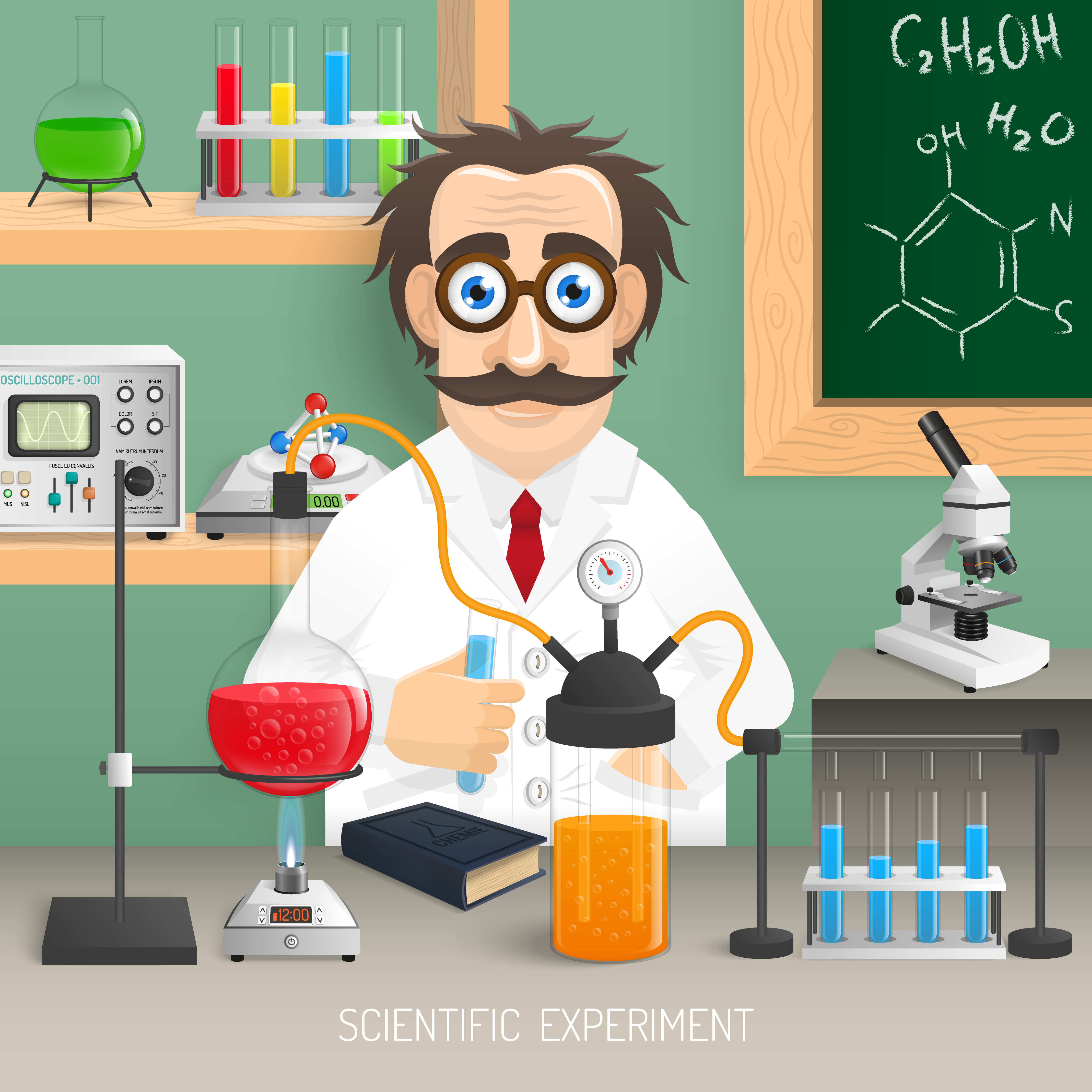 卡通戴眼镜的科研人员矢量图片素材免费下载 - 觅知网