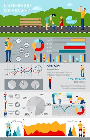 Infografía de paternidad con foto de familia feliz vector