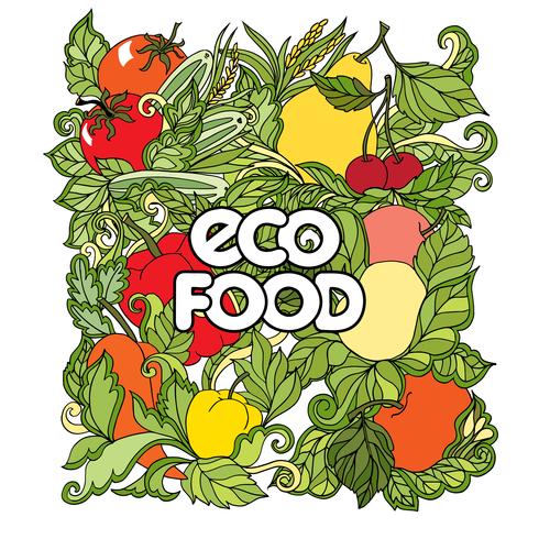  Doodle Set With Colorful Vegetables And Fruits vector