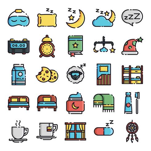 Pack de iconos para dormir vector