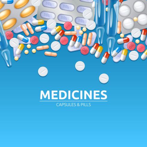 Ilustración de fondo de medicamentos vector