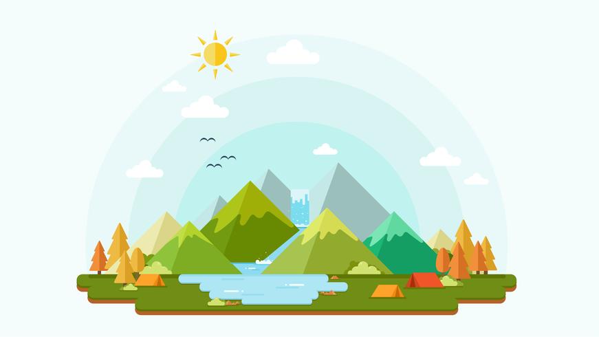 Diseño plano de fondo de paisaje de naturaleza vector