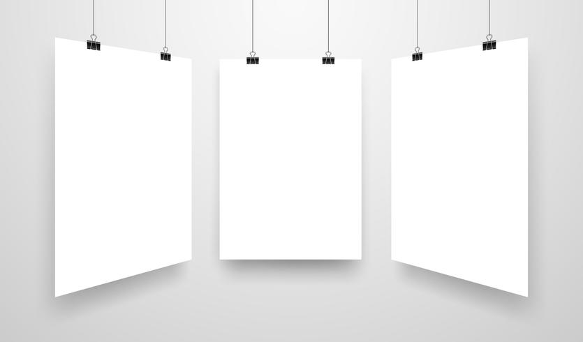 Mock-Up Realistic White Poster Hanging vector