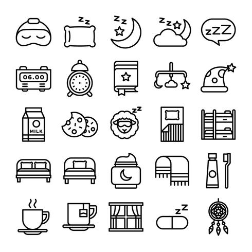 Pack de iconos para dormir vector