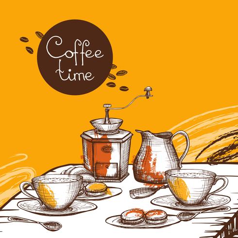 Coffee time background poster vector