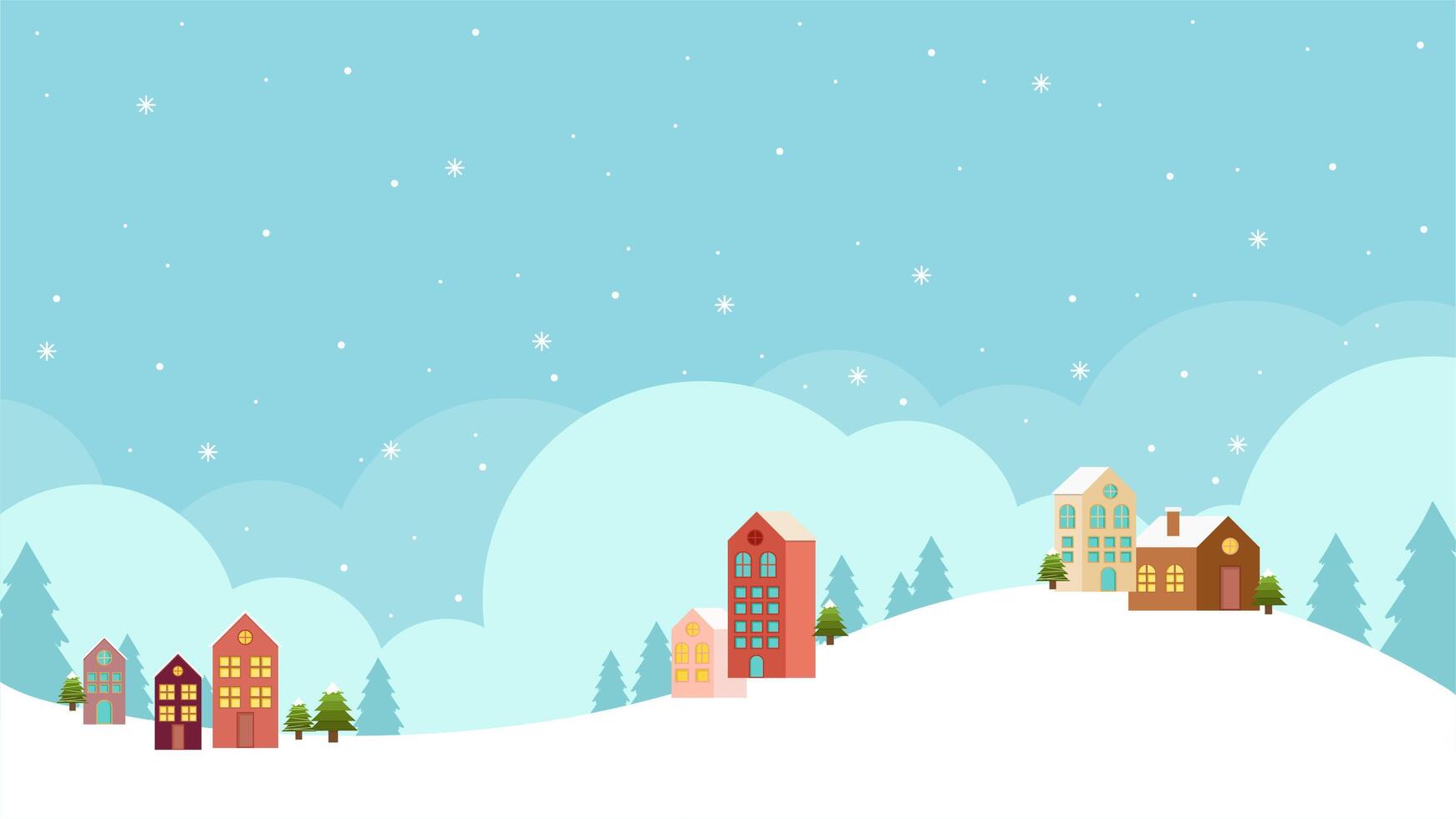 Flat design of winter Landscape background vector
