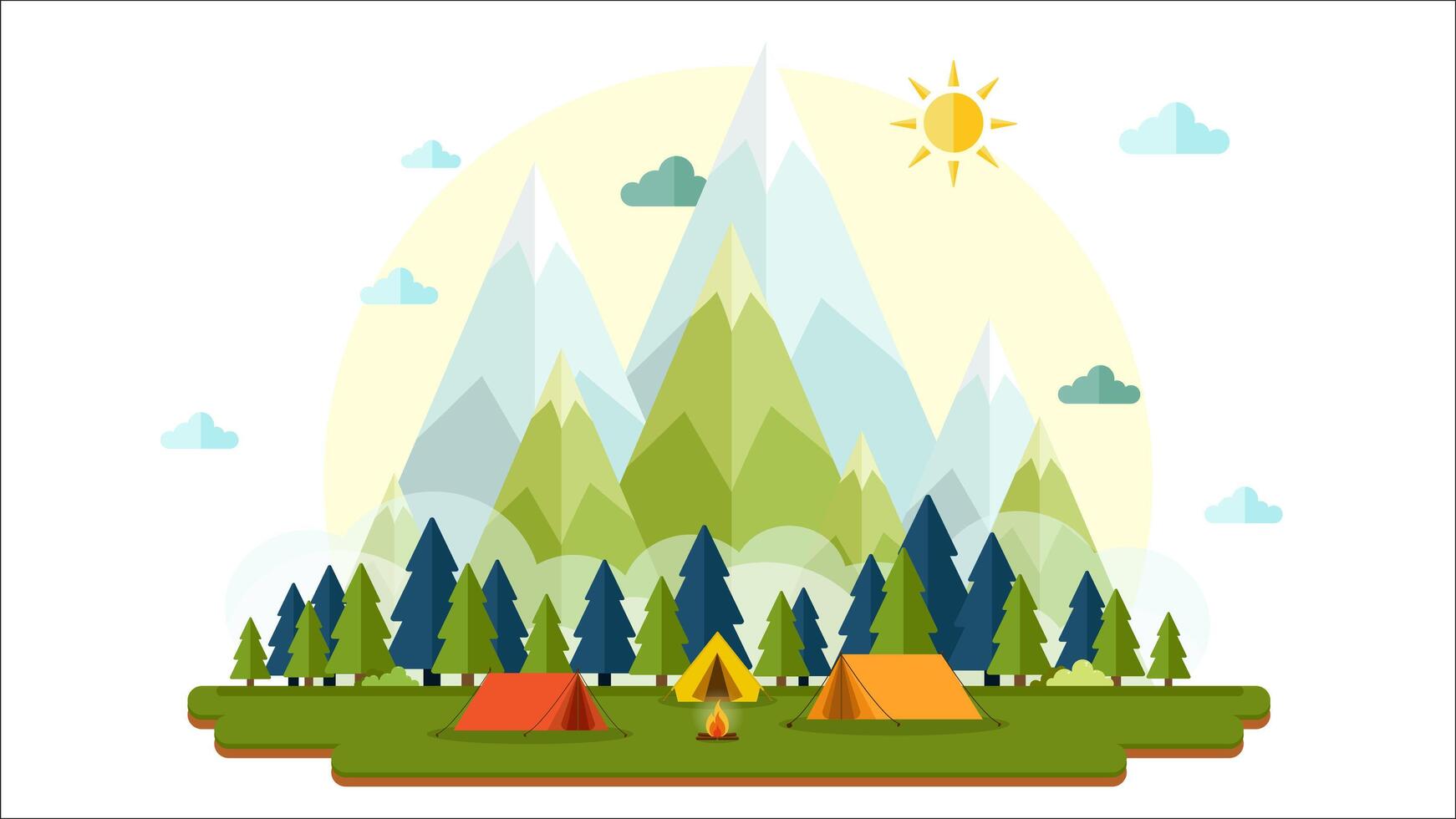 Flat design sunny of Landscape background vector