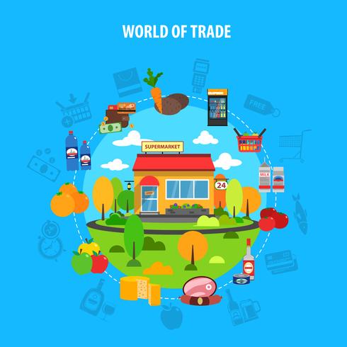 Supermarket Concept Flat vector