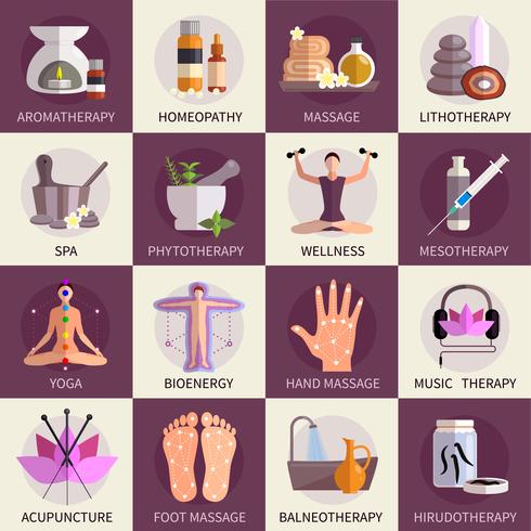 Alternative Medicine Icons Set vector