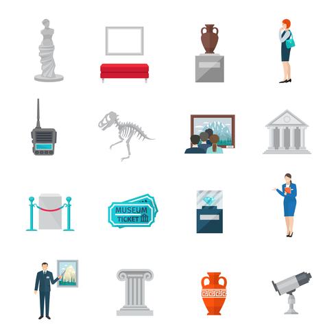 Icono de museo plano vector