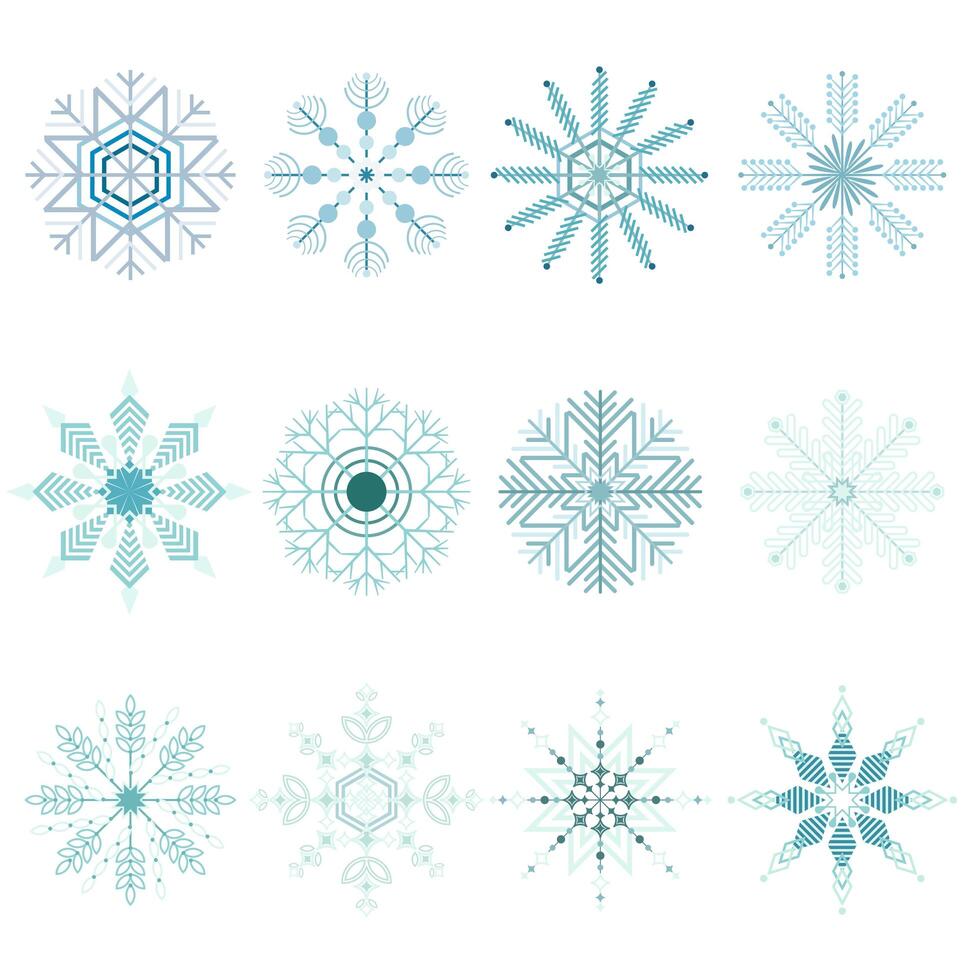 Snowflakes Christmas set vector