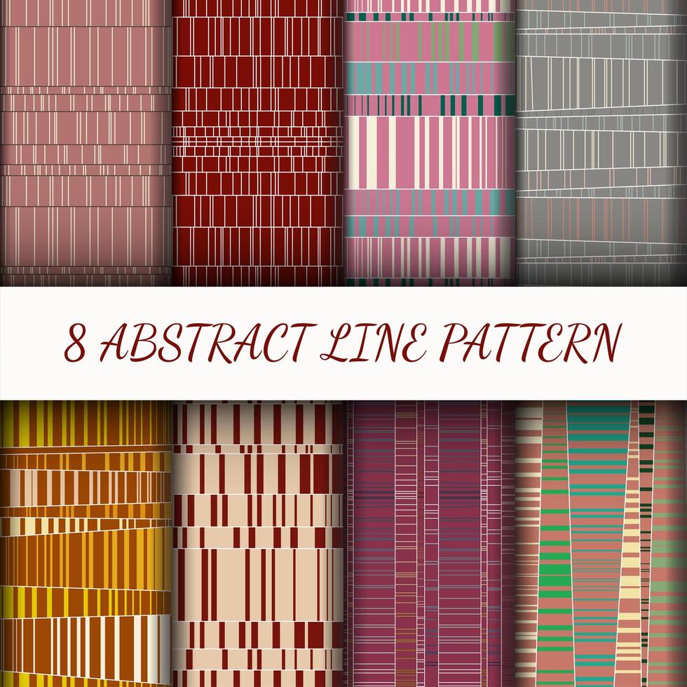 8 Set Abstract Line Art Pattern vector