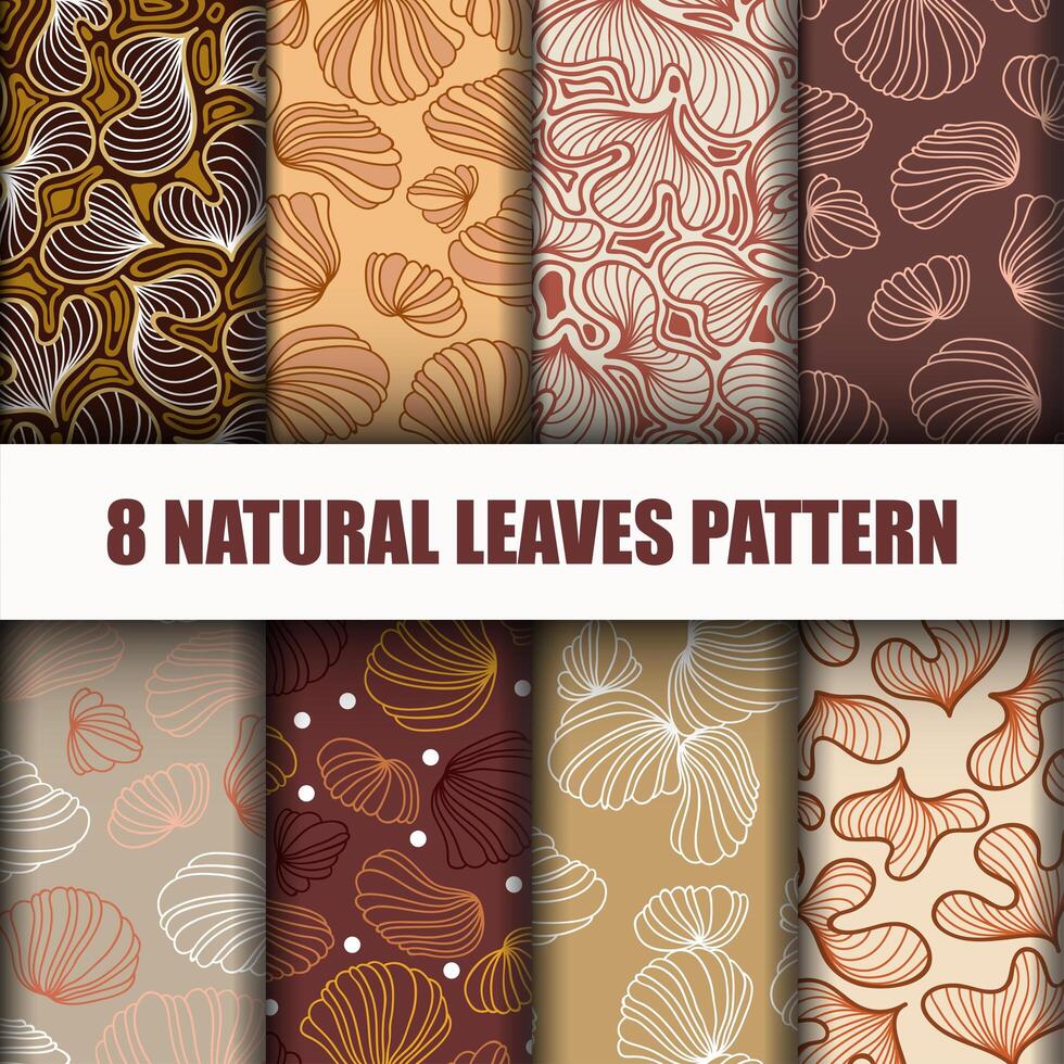 Set 8 Beautiful leaves pattern vector