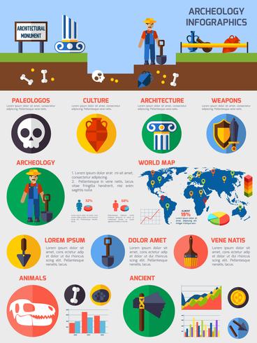 Archeological  Infographics With Elements Of  Ancient Artefacts vector