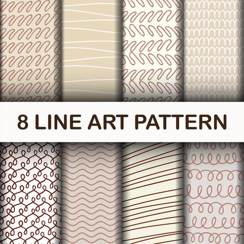 8 Set Abstract Line Art Pattern vector