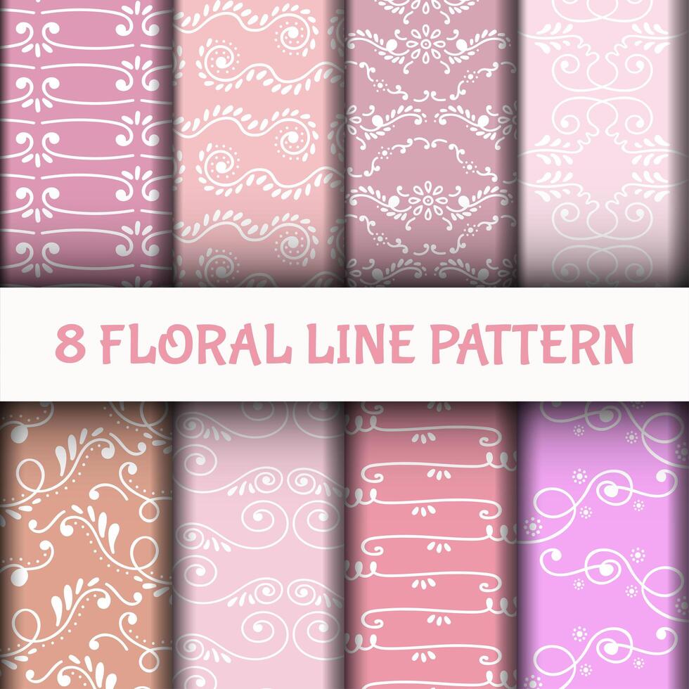 8 Set Abstract Line Art Pattern vector