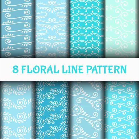 8 Set Abstract Line Art Pattern vector