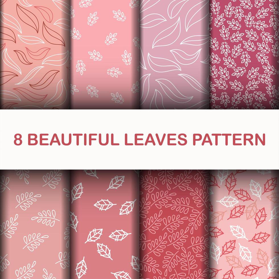Set 8 Beautiful leaves pattern vector