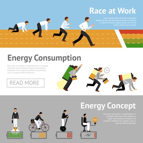 Businessman Energy Banner Set vector