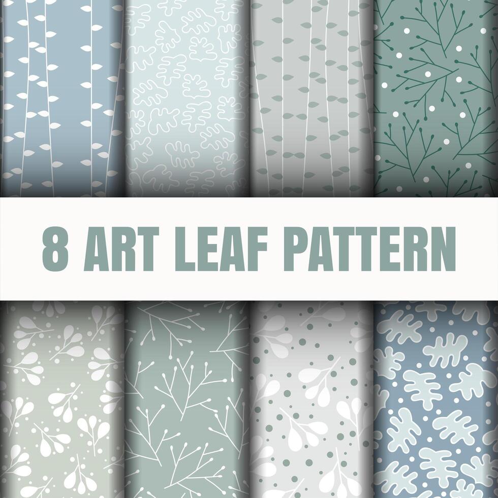 Set 8 Beautiful leaves pattern vector