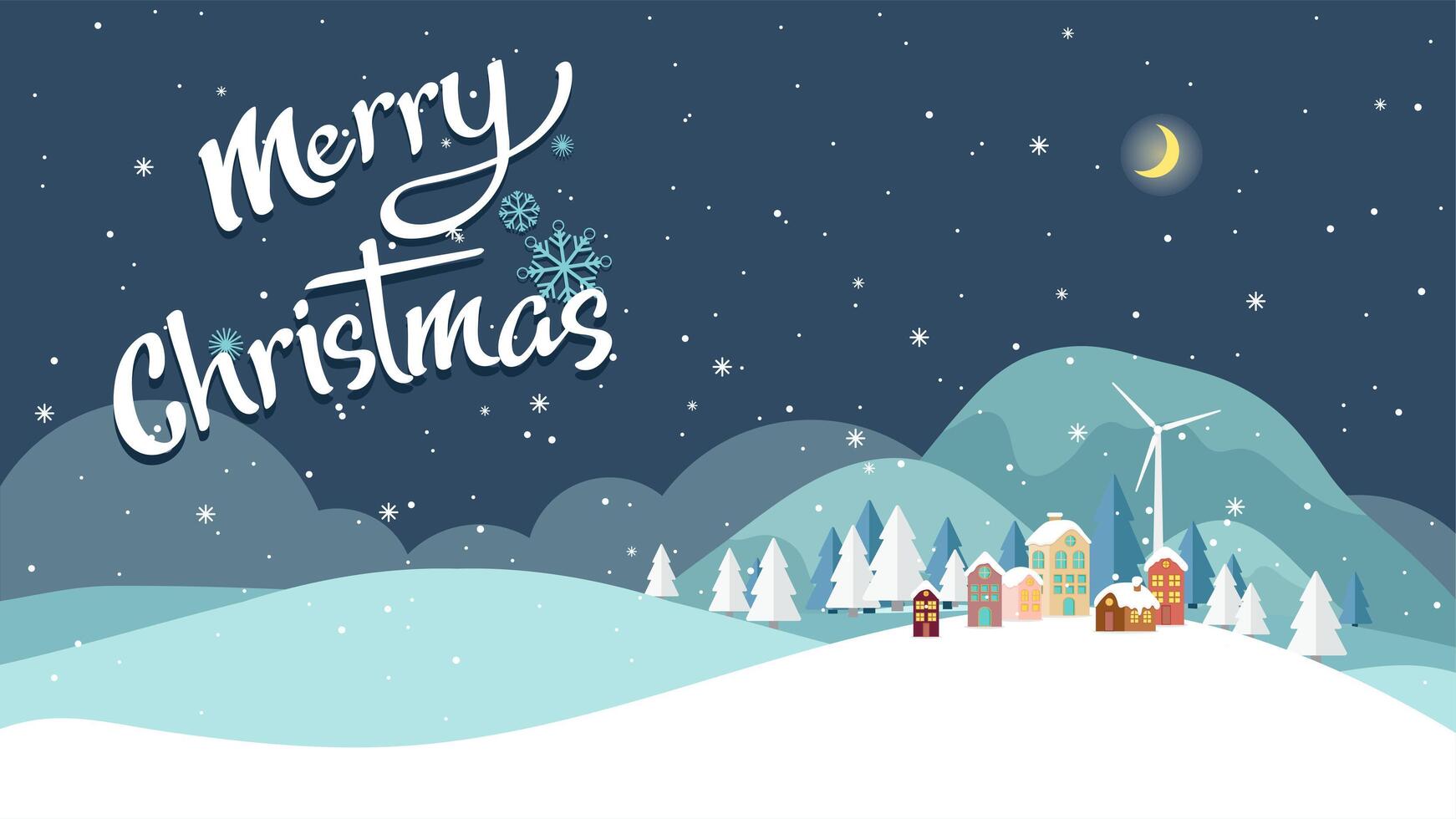 Flat design of Christmas Landscape background vector