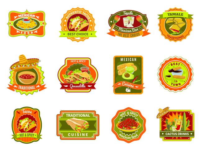 Mexican Food Emblem Set vector