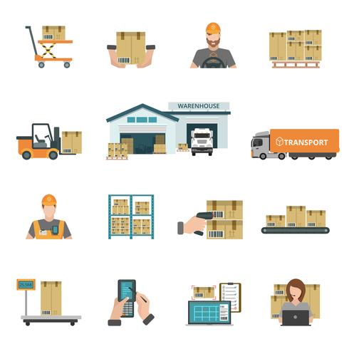 Warehouse Icons Set  vector