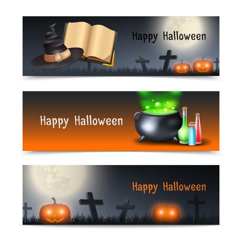 Conjunto de banners de Halloween vector