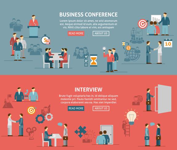   People Meeting  Flat Horizontal Banner Composition vector