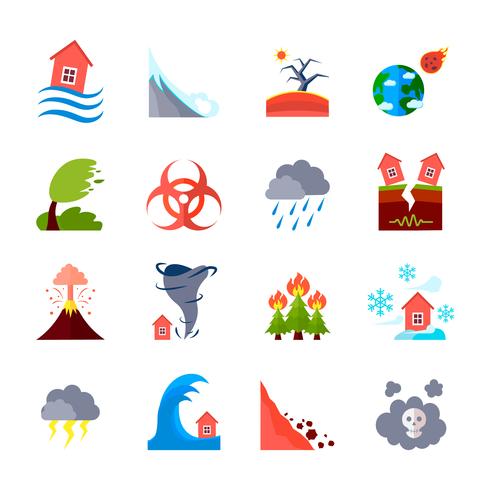 Icons Set Of Natural Disasters vector